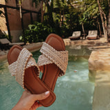 VIVANA BEIGE CROCHET SLIPPERS