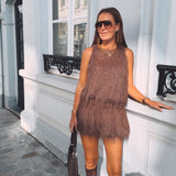 NOVALEE BROWN FLUFFY SHORT