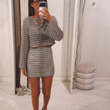 LYSANNE BEIGE/BLACK CROCHET TWO-PIECE SET
