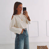 SOFIE ECRU CUT-OUT SWEATER