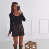 ANNE-SOPHIE DARK BLUE/BEIGE CHECKERED SHORT