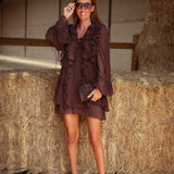THELMA BROWN RUFFLE DRESS
