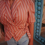 KHAYAL TERRACOTTA STRIPED BLOUSE