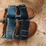 YULIANA DARK BLUE DENIM SLIPPERS