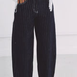 DARK BLUE STRIPED BALLOON JEANS 9316