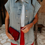 SALINA BLUE DENIM SLEEVELESS JACKET