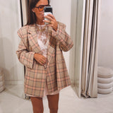 CHARLOTTE BEIGE/PINK CHECKERED BLAZER