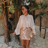 VIOLETA SOFT PEACH SEQUIN SKIRT