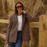 JUNIA TAUPE STRIPED BLAZER