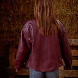 VESTE EN CUIR BORDEAUX PAULA