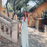 MONICA MINT SATIN HALTER DRESS