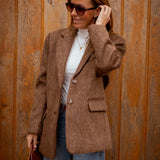 BRIELLE BROWN FLUFFY BLAZER