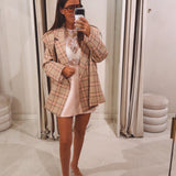 CHARLOTTE BEIGE/PINK CHECKERED BLAZER
