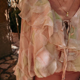DESCANSO BEIGE RUFFLE BLOUSE