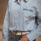 PARIS CHERI LIGHT BLUE STRIPED BLOUSE