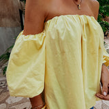 HOLA LIGHT YELLOW OFF SHOULDER TOP