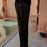AL HOCEIMA BLACK SATIN LACE PANTS