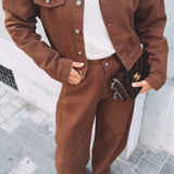 SERAPHINE BROWN DENIM TWO-PIECE SET