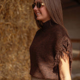 MONTEZUMA BROWN FRINGE PULL