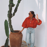 GONZALEZ RED ZIP BLOUSE