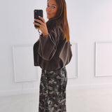 LILIANA COFFEE BROWN FAUX FUR COLLAR JACKET