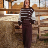 POSEY BROWN STRIPED SWEATER