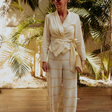 RIVIERA ECRU/LIGHT YELLOW STRIPED PANTS