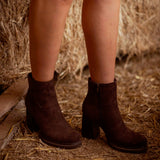 MADELEINE BROWN SUEDE HEEL BOOTS