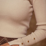 PENELOPE BEIGE RIBBED LONGSLEEVE SHIRT