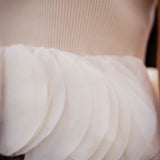 AMBERLY BEIGE RIBBED PEPLUM TOP