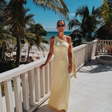 BRUMA DE LUNA LIGHT YELLOW ONE SHOULDER DRESS