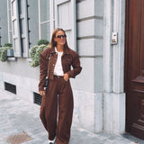 SERAPHINE BROWN DENIM TWO-PIECE SET