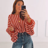 CHESTINA RED STRIPED PULLOVER