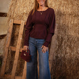 MAVIS BURGUNDY PERFECT FALL BLOUSE