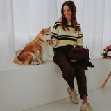 JEMMA YELLOW/BROWN STRIPED KNIT SWEATER