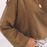 SOFIE KHAKI CUT-OUT SWEATER