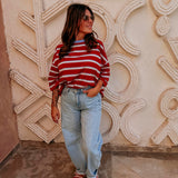 SOMAYA RED STRIPED T-SHIRT
