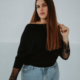 BRIA BLACK LACE SWEATER