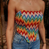 CORTES BLUE/PINK BUSTIER TOP