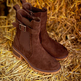 NIAMH BROWN SUEDE BELT BOOTS