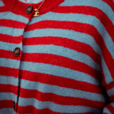 CLIO RED STRIPED BUTTON CARDIGAN