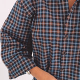 CELIA BROWN/BLUE CHECKERED BLOUSE