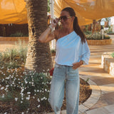 ILIANA GREY ONE SHOULDER BLOUSE