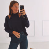 ESTER DARK BLUE CUT-OUT PULLOVER