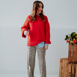 JOANIE RED KNIT SWEATER