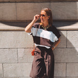 ROWENA BROWN STRIPED T-SHIRT
