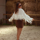 MUSTANG WHITE FRINGE BLOUSE
