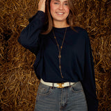 YVAINE DARK BLUE LONGSLEEVE SHIRT