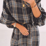 JESSICA DARK GREY CHECKERED DRESS