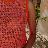 LUJOSA ORANGE/PINK CROCHET TOP